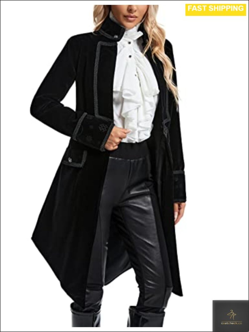 Victorian Gothic Velvet Tailcoat Steampunk Long Coat Lace Trim